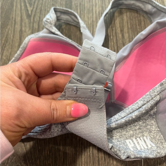 Victoria's Secret PINK Sports Bra Crossback Padded Athleisure Gray Medium - Picture 4 of 8